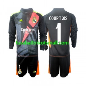 Fußballtrikots Real Madrid Thibaut Courtois 1 Torwart Kinder 2024-2025 Langarm Auswärts-trikot kaufen